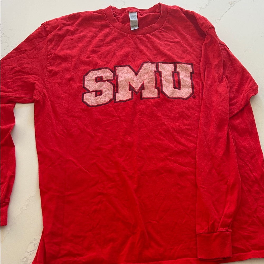 SMU Red Long Sleeve Tee